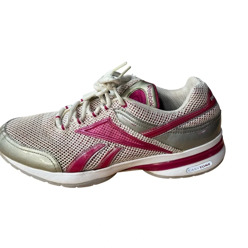 Reebok EasyTone SmoothFit Womens Walking‎ Shoes White Silver Pink V43145 Sz 9